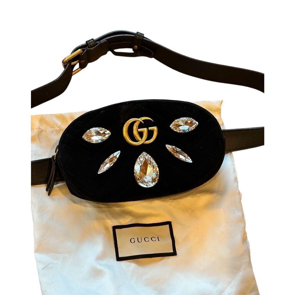 Gucci GG Marmont Crystal Belt Bag in Black - Picture 3 of 12